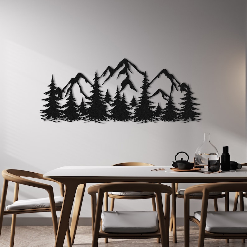 Mountain and Forest Metal Wall Art Hill Home Decoration Metal Decor ...