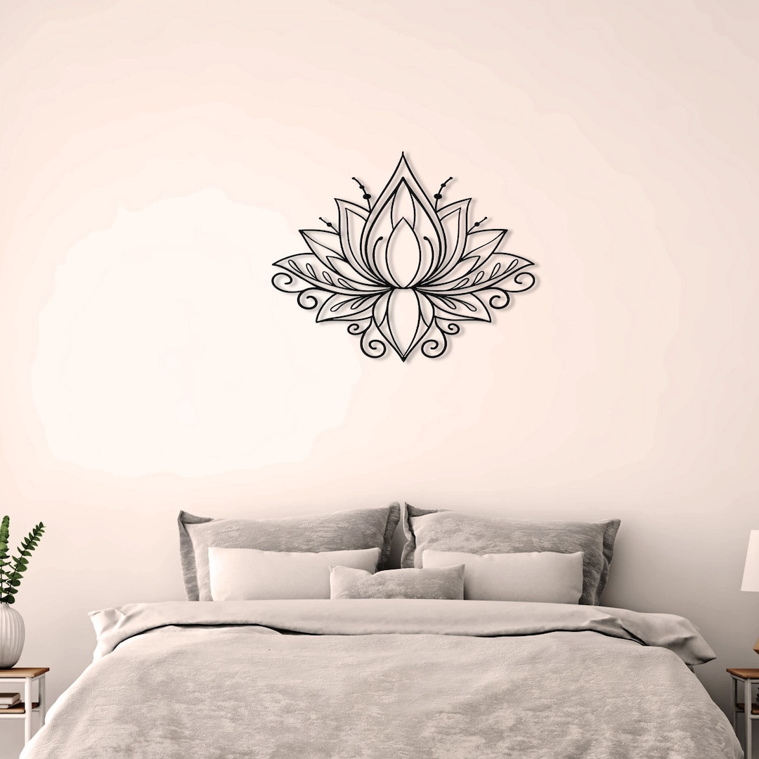 Lotus Flower Decor Metal Wall Art Lotus Mandala Decor Lotus Flower ...