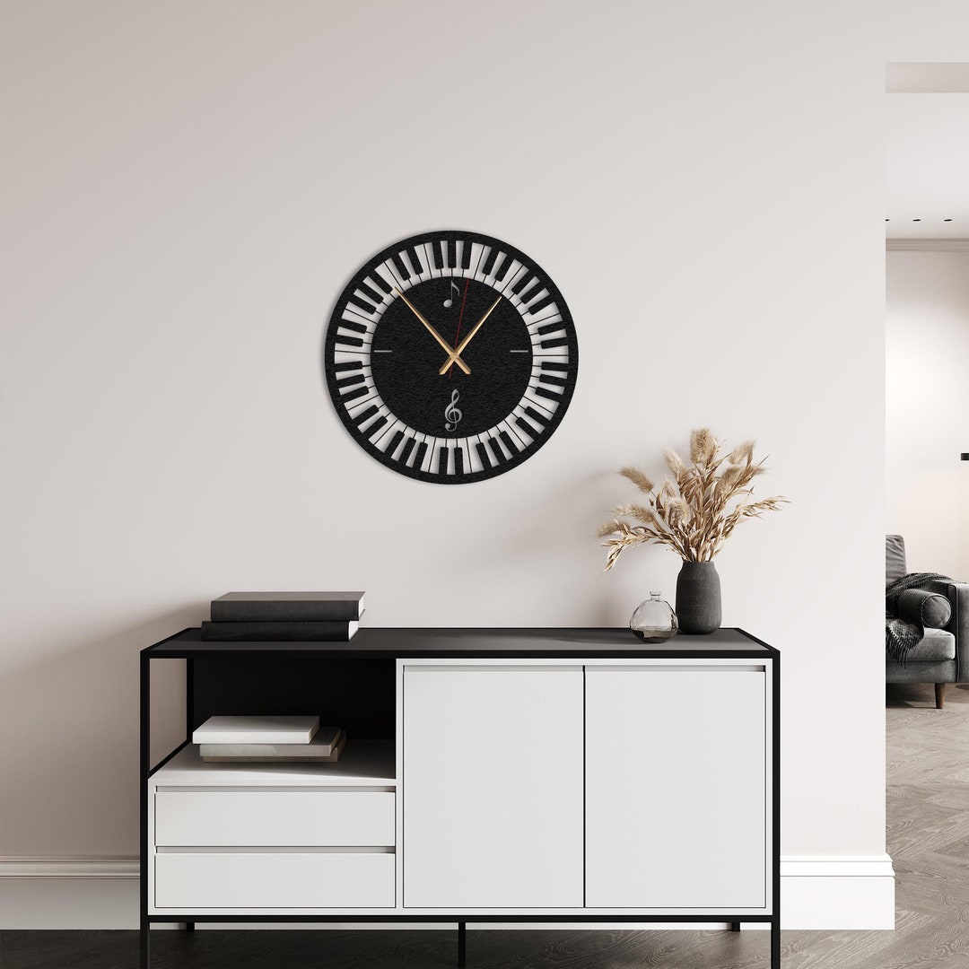 Unique Wall Clock Large Wall Clock Modern Wall Clock Music Gifts Metal ...