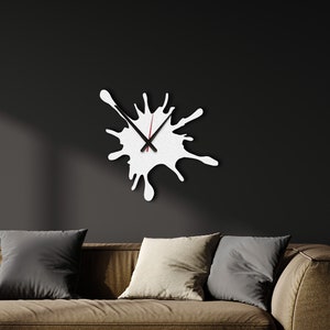 Splash Art Metal Wall Clock: Silent Mechanism Clock Modern Steel Decor, Housewarming Gift image 9