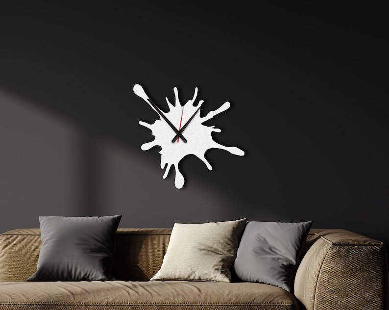 Splash Art Metal Wall Clock: Silent Mechanism Clock Modern Steel Decor, Housewarming Gift image 9