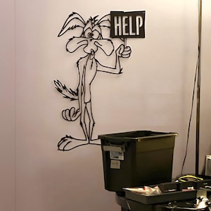 Regalo personalizado Regalo divertido Regalos divertidos Arte de pared de metal Decoración de oficina Diseño de hogar Decoración de coyotes Decoración de dibujos animados Tapices de pared Letrero personalizado