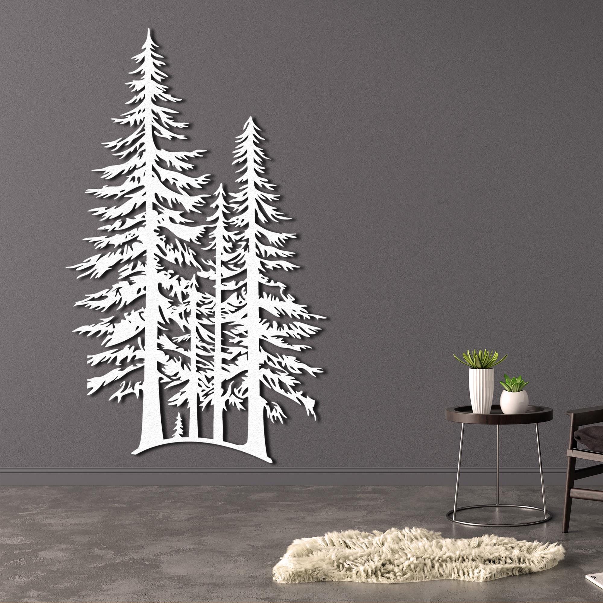 Large Pine Tree Metal Wall Art - Forest Silhouette Wall Decor -modern ...