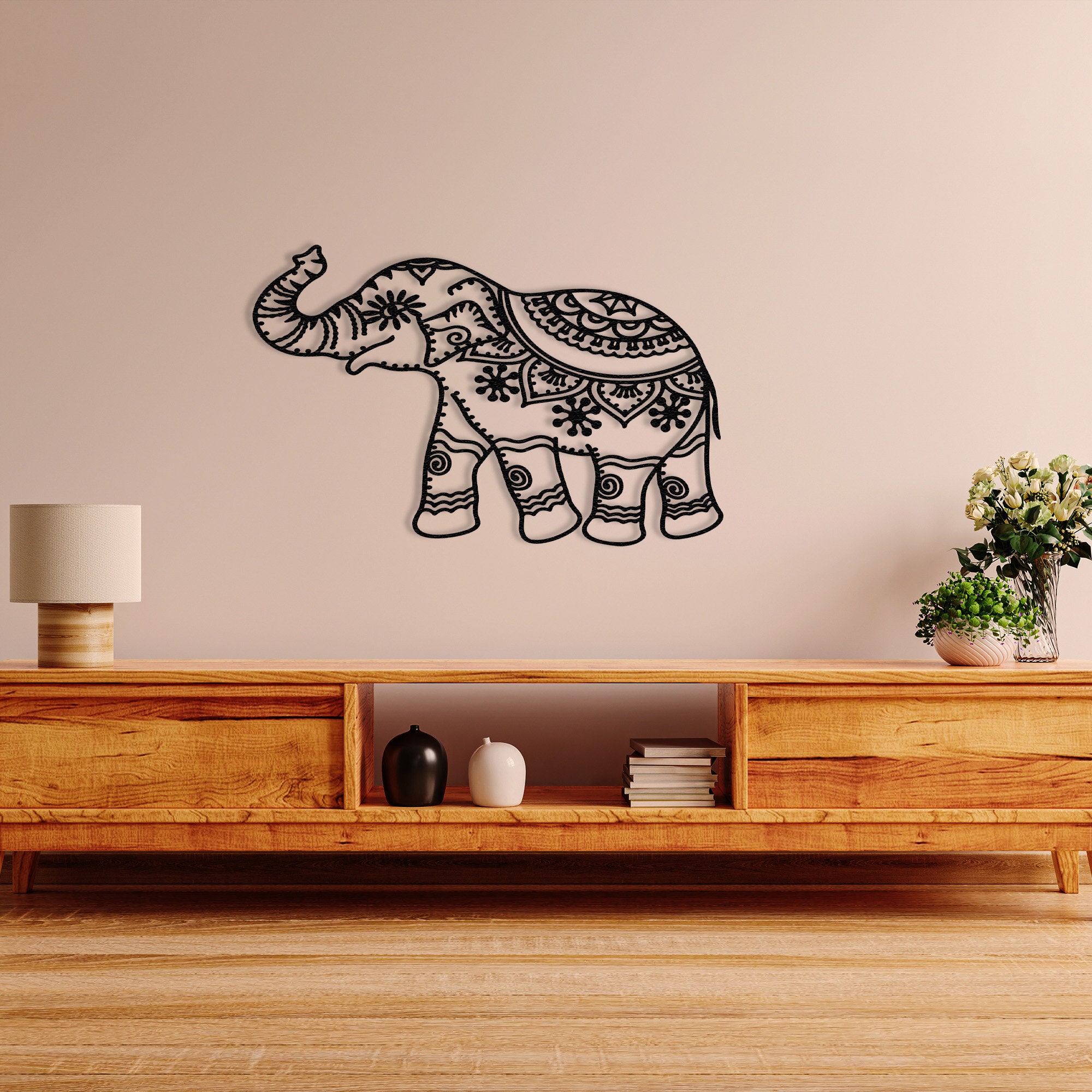 Elephant Gifts Metal Wall Art Wall Hangins Mandala Decor Elephant Tribe ...