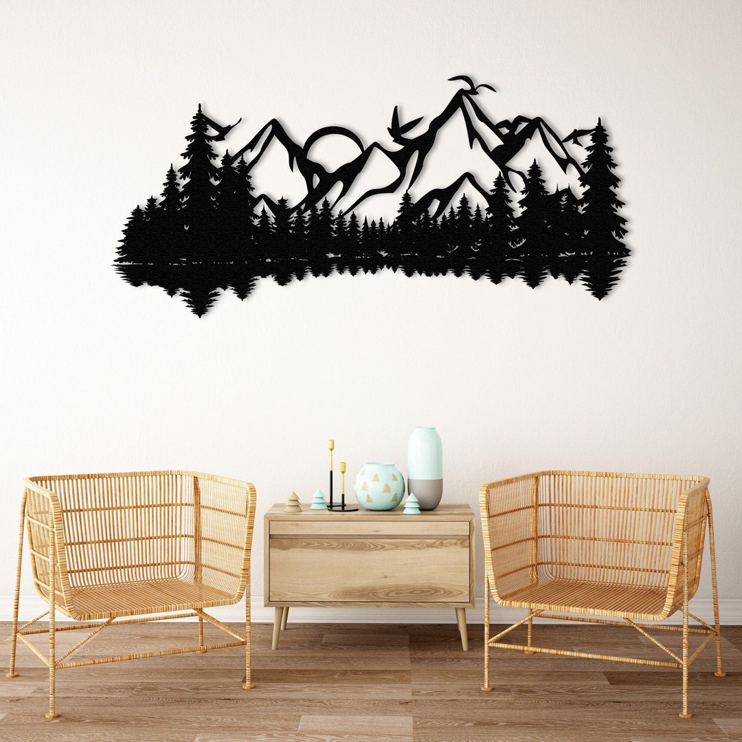 Mountain Art Mountain Forest Metal Wall Decor Metal Wall Art Extra ...