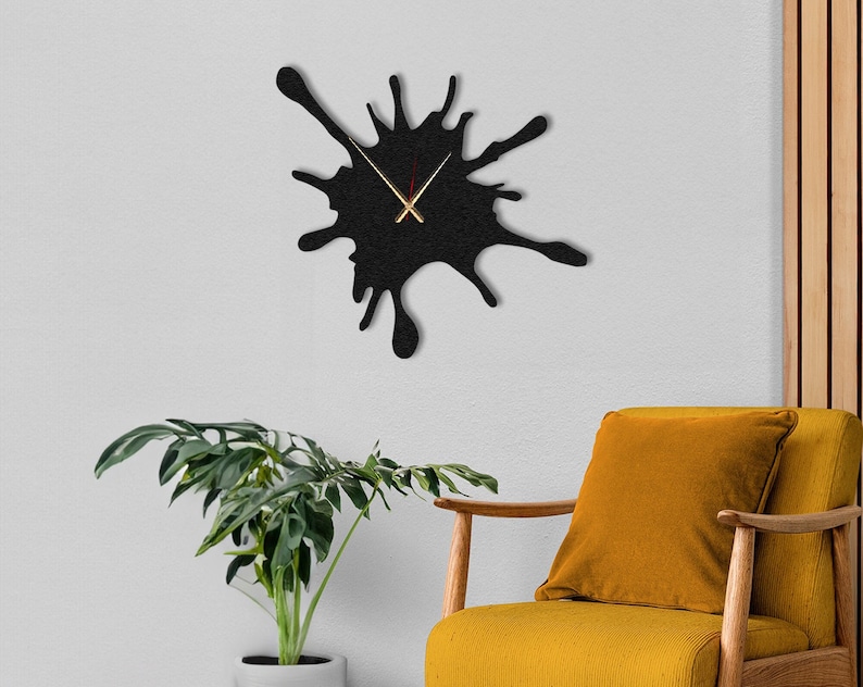Splash Art Metal Wall Clock: Silent Mechanism Clock Modern Steel Decor, Housewarming Gift image 2