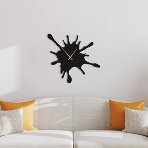 Splash Art Metal Wall Clock: Silent Mechanism Clock Modern Steel Decor, Housewarming Gift image 6