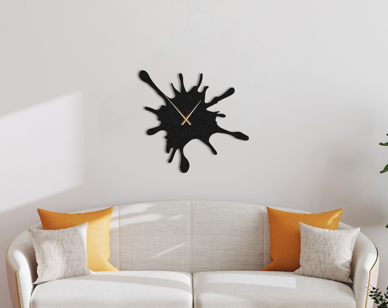 Splash Art Metal Wall Clock: Silent Mechanism Clock Modern Steel Decor, Housewarming Gift image 6
