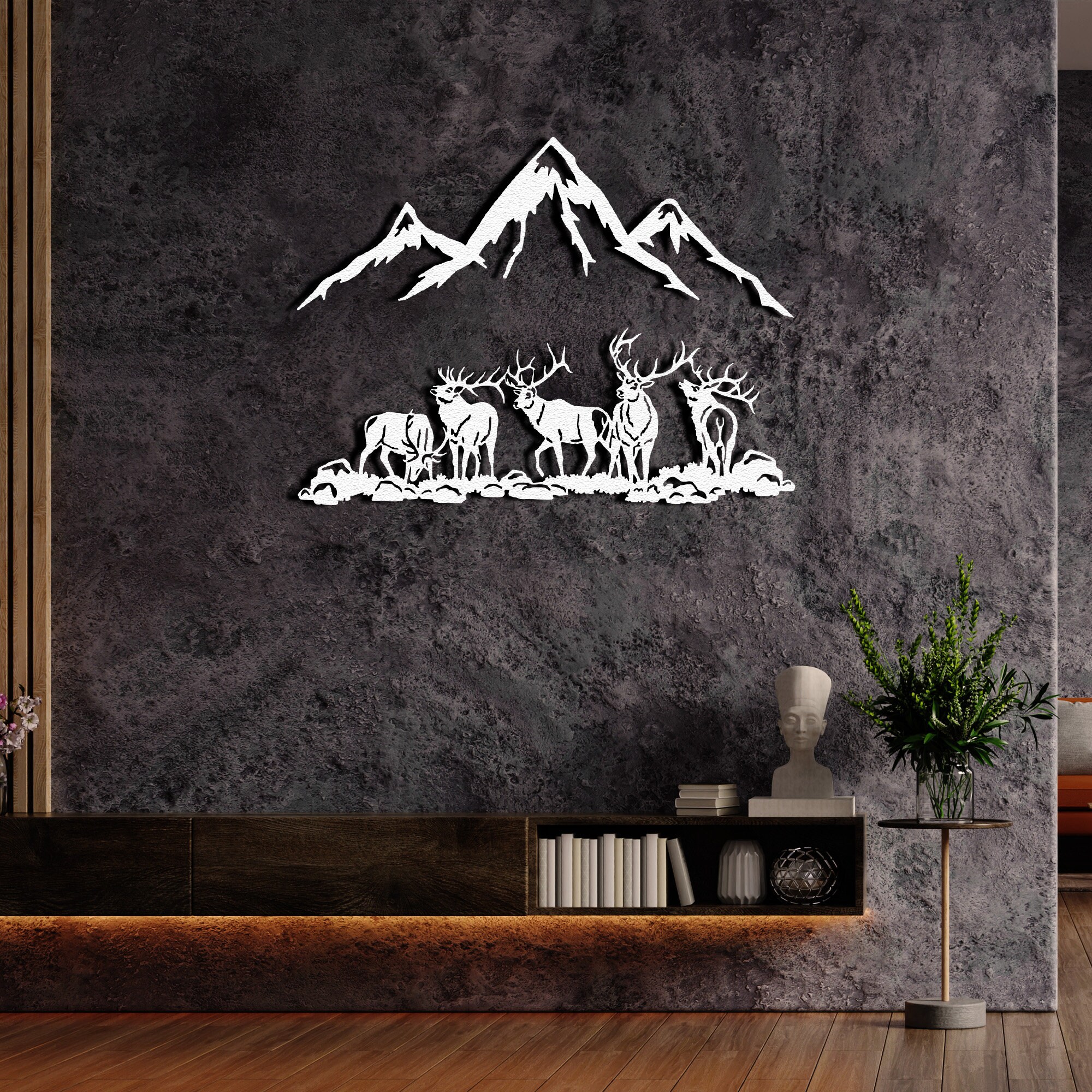 Mountain Elk Metal Wall Art, Forest Nature Scene Decor, Extra Large ...