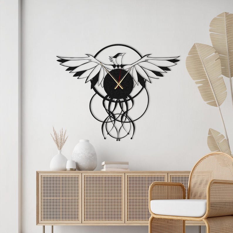Phoenix Clock Phoenix Clock Metal Wall Clock Unique Metal Wall Clock Modern Wall ...