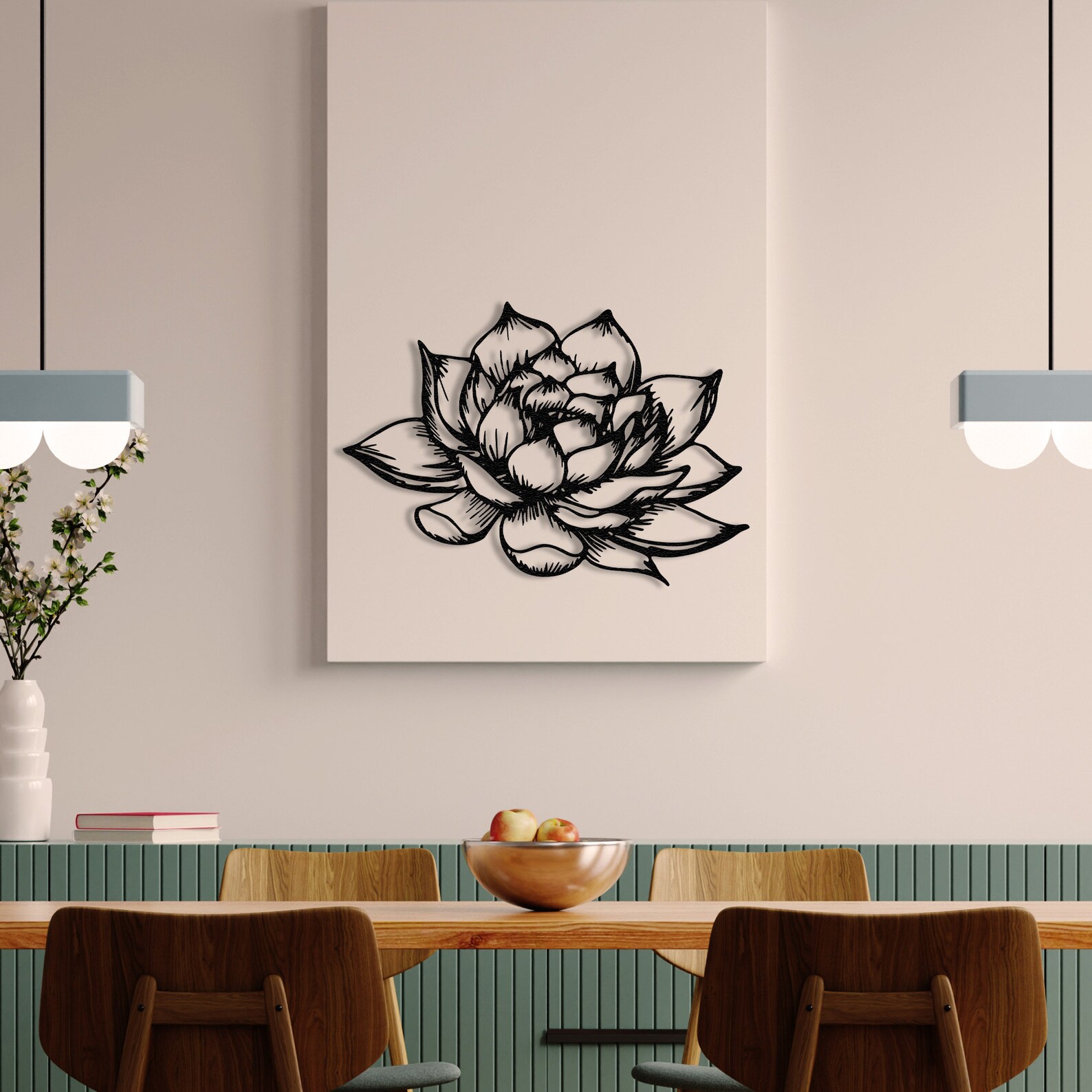 Lotus Flower Decor Metal Wall Art Lotus Flower Hangings Floral Decor ...