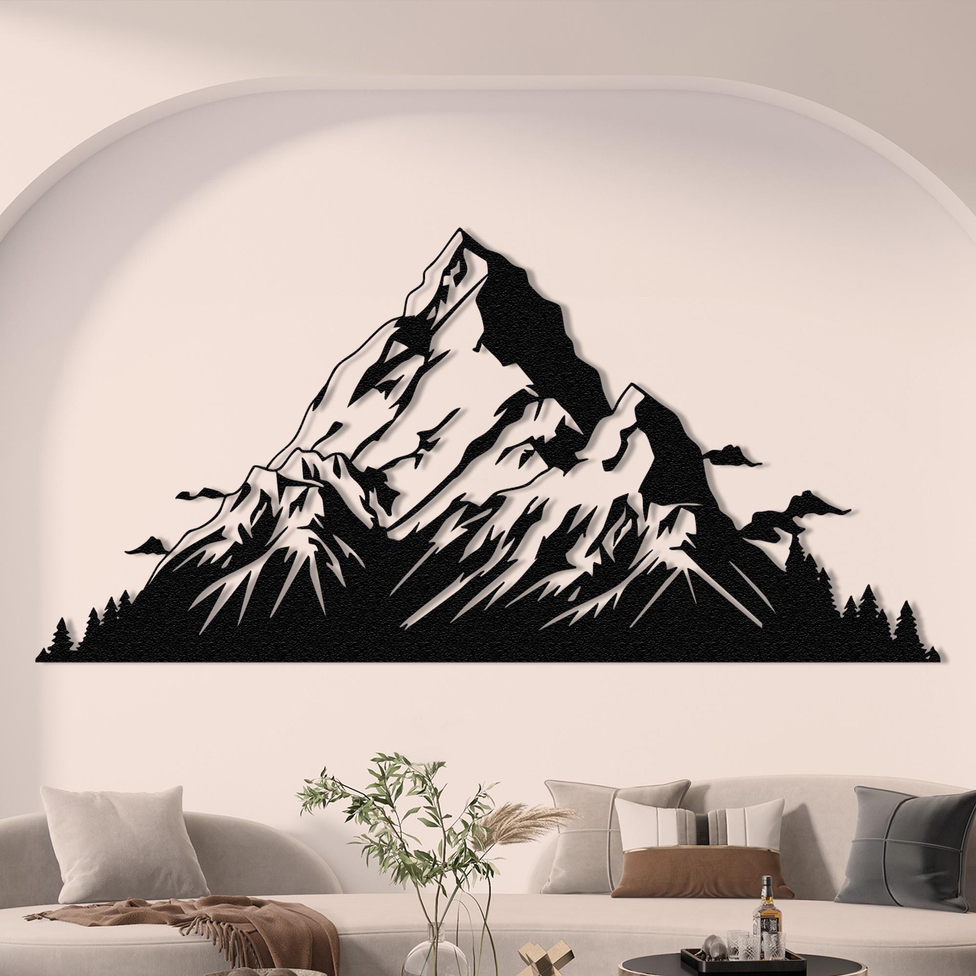 Mountain and Forest Metal Wall Art Extra Large Farmhouse Decor