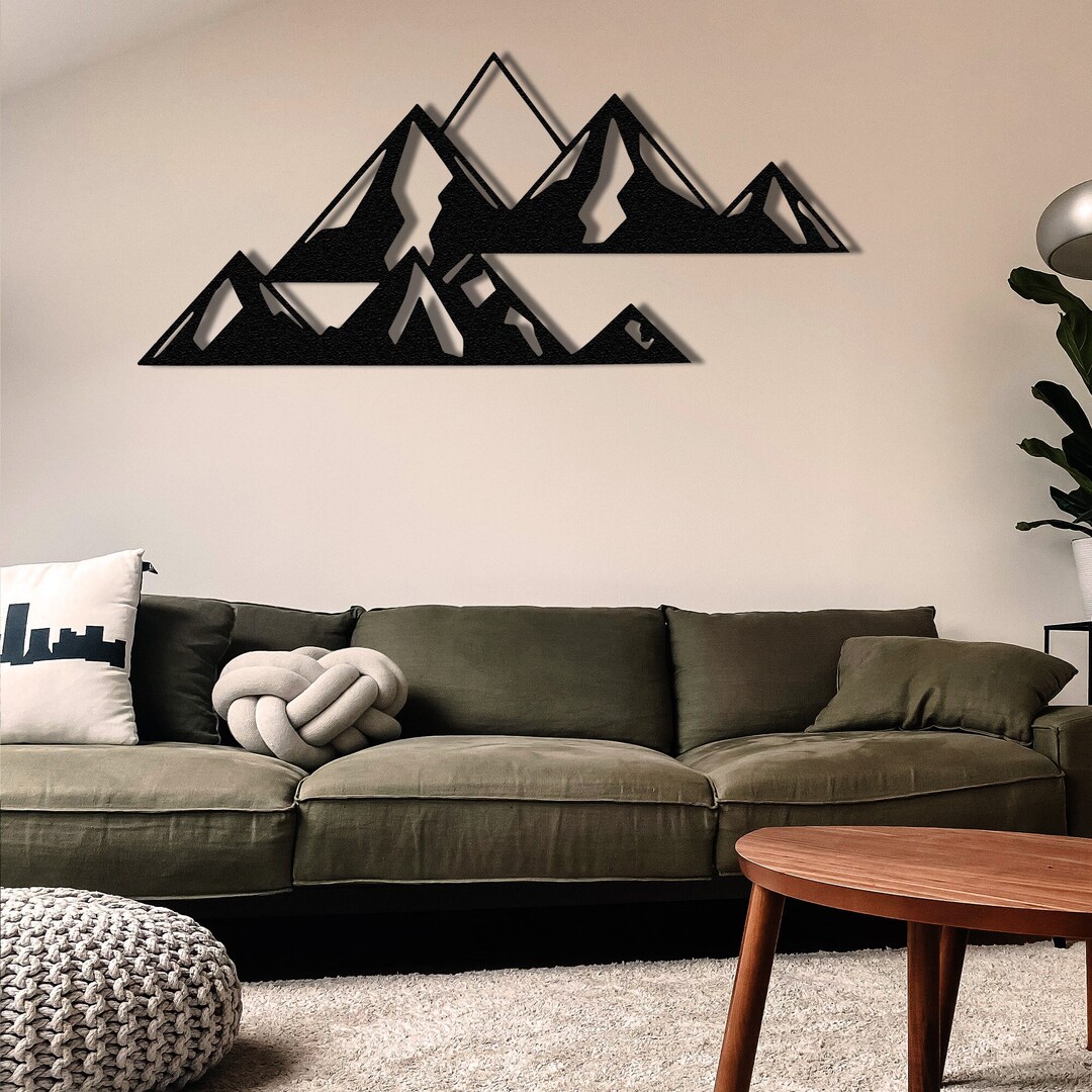Geometrıc Mountain Metal Wall Decor, Geometrıc Metal Wall Art Farmhouse ...