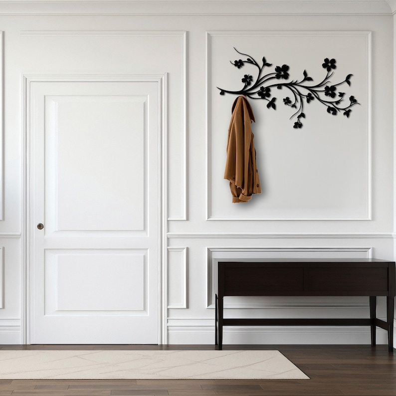 Metal Coat Rack Floral Sign Welcome Home Art Clothing Rack Coat Hanger ...
