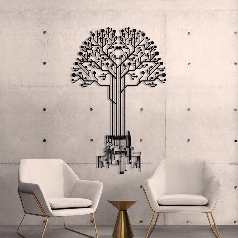 Tree of Life Digital Wall Decor Metal Wall Art Circuit Board Tree Art Gamer Gifts Tree Decor Digital Art Technology Art Teacher Gift Dorm Decor Officiant Gifts Extra Large Decor Modern Decor