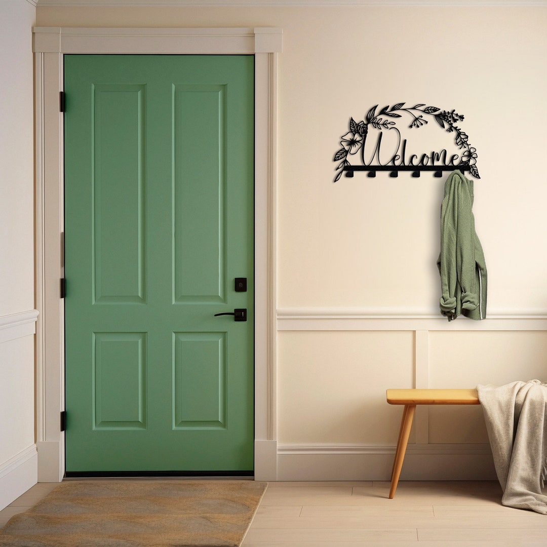 Metal Coat Rack Welcome Sign Welcome Home Art Clothing Rack Coat Hanger ...