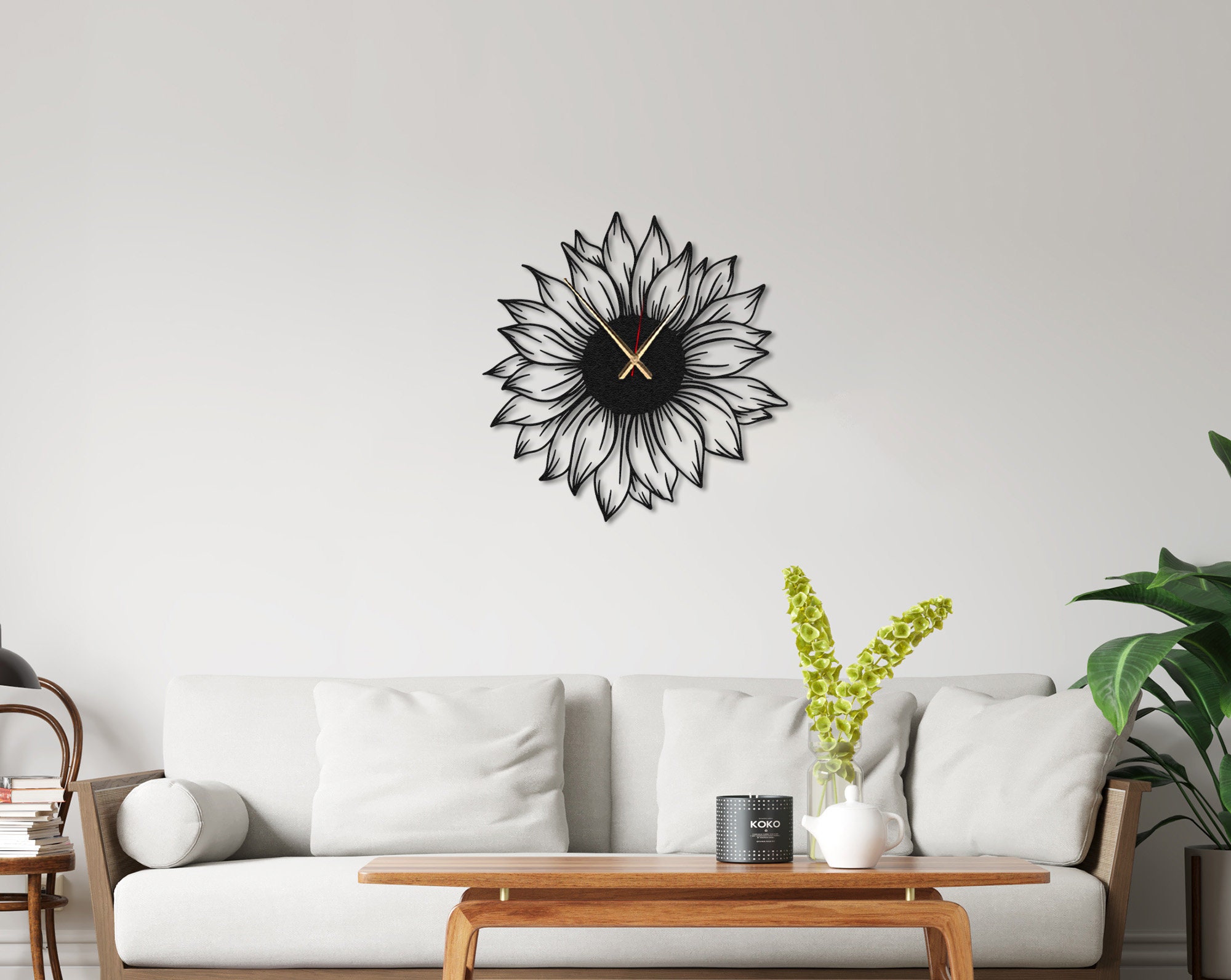 Sunflower Decor Flower Art Metal Wall Clock Floral Decor Aesthetic Flowers Home Decor Officiant Gift Couple Gifts Elegant Decors