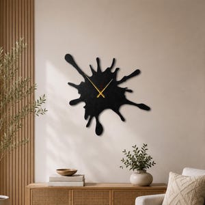 Splash Art Metal Wall Clock: Silent Mechanism Clock Modern Steel Decor, Housewarming Gift image 4