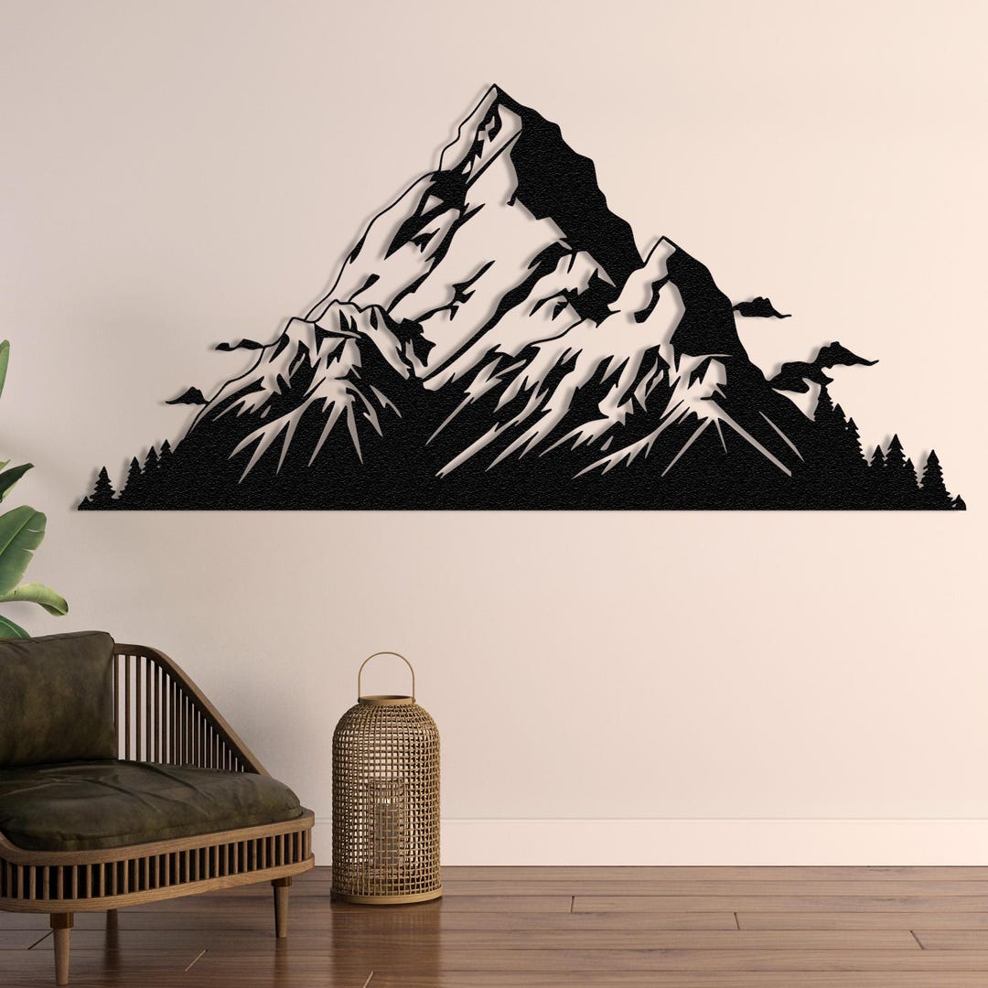 Mountain and Forest Metal Wall Art Extra Large Farmhouse Decor ...