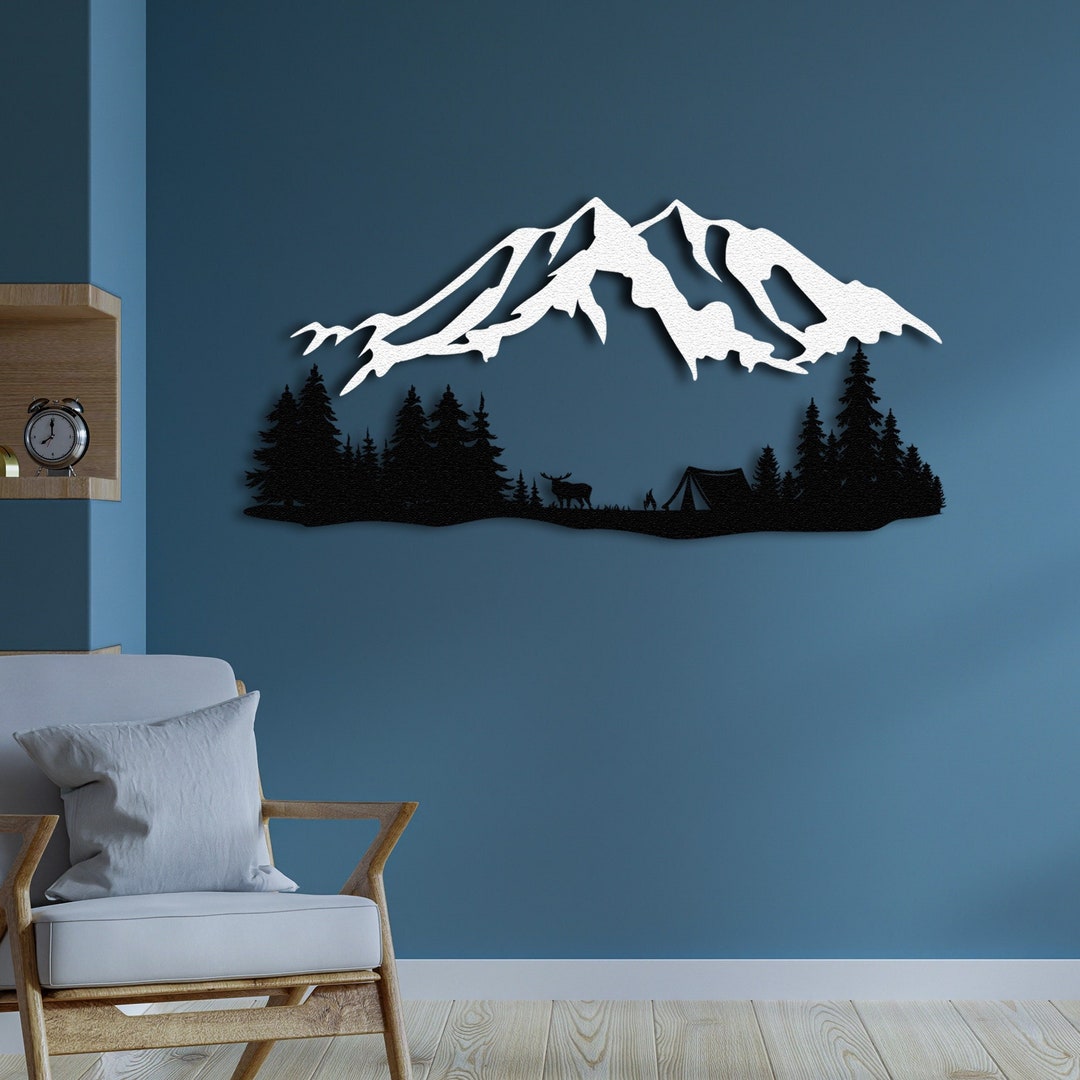 Mountain and Forest Metal Wall Art Hill and Trees Metal Wall Decor ...