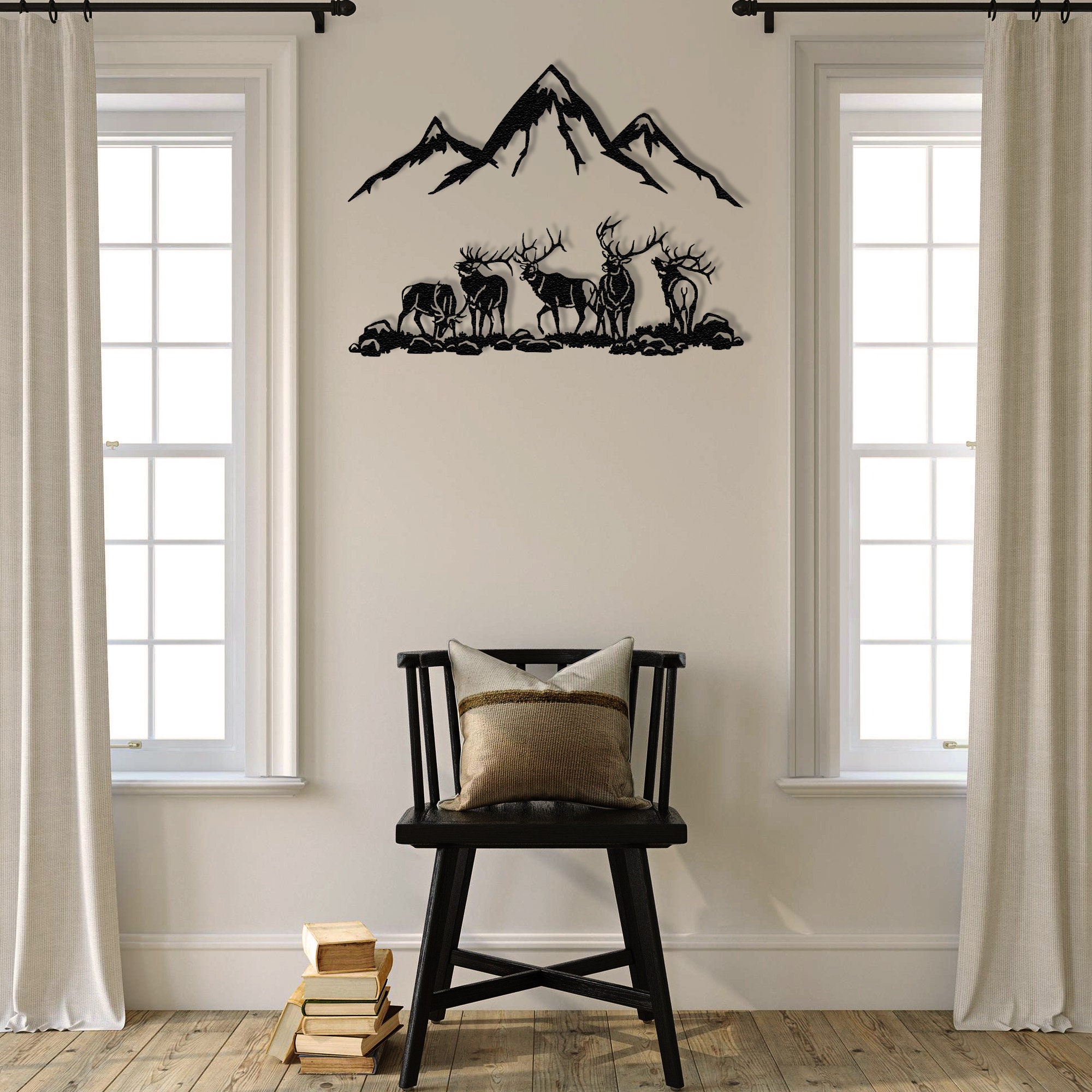 Mountain Elk Metal Wall Art, Forest Nature Scene Decor, Extra Large ...