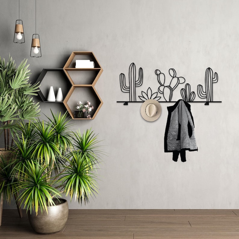 coat rack,
hat rack,
rare cactus art,
metal wall decor,
clothes rack,
wall hook,
towel hook,
coat hook,
home decor,
wall art,
christmas gifts,
door hanger,
modern art,