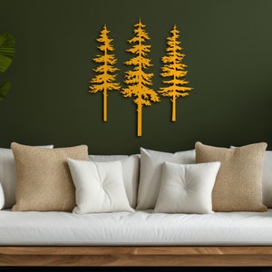 Pine Tree Metal Wall Art Tree of Life Sef of 3 Home Decor Long Narrow ...
