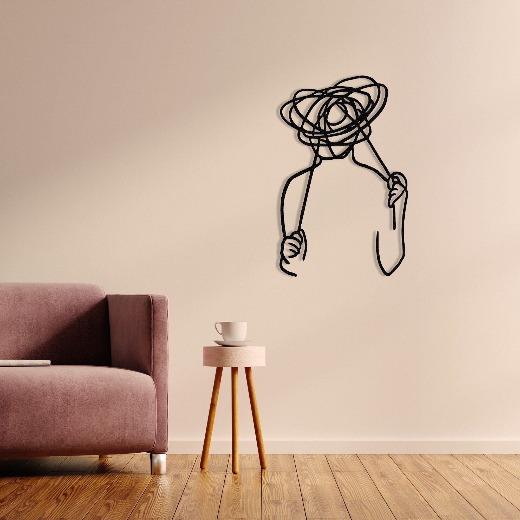Confused Man Wall Art Overthinking Man Metal Wall Decor Abstract Man ...