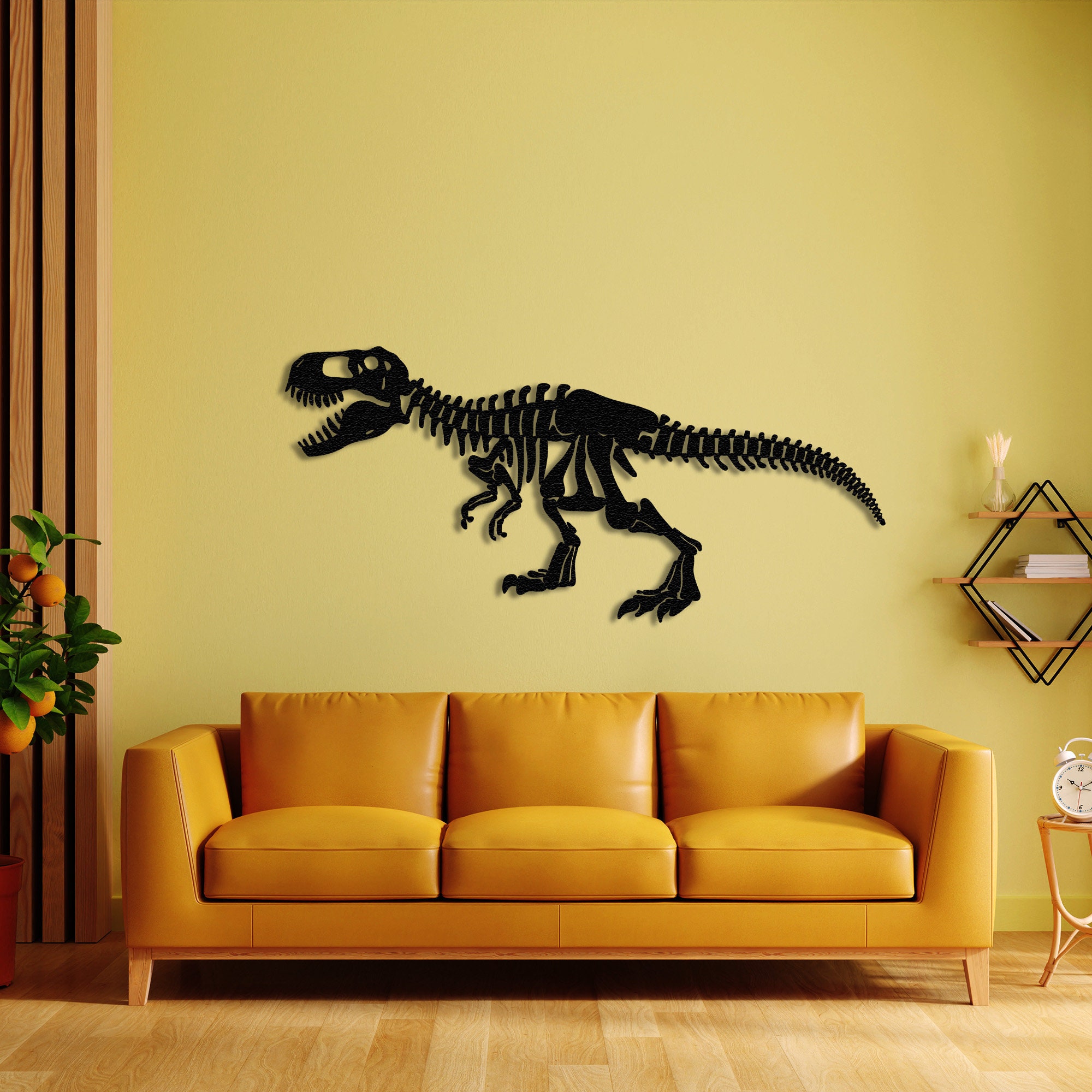 恐竜装飾 メタルウォールアート トレックスメタル装飾 恐竜の骨格