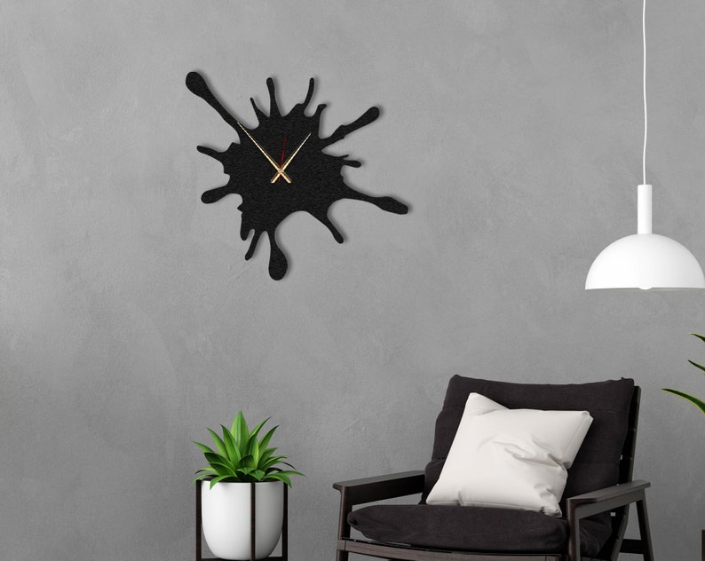 Splash Art Metal Wall Clock: Silent Mechanism Clock Modern Steel Decor, Housewarming Gift image 7