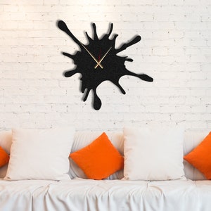 Splash Art Metal Wall Clock: Silent Mechanism Clock Modern Steel Decor, Housewarming Gift image 5