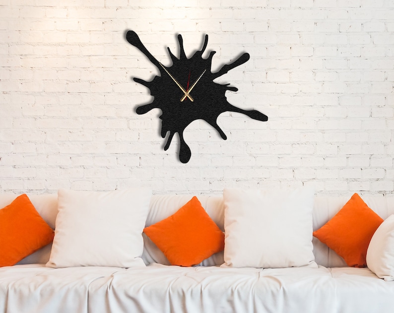 Splash Art Metal Wall Clock: Silent Mechanism Clock Modern Steel Decor, Housewarming Gift image 5