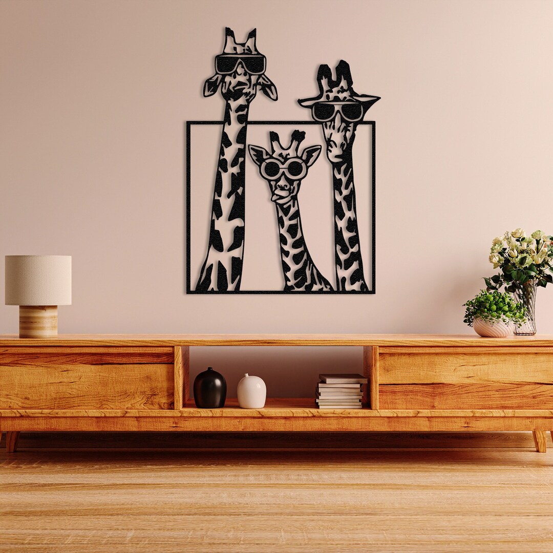Giraffe Family Nursery Decor Giraffes Gift African Art Metal Wall Art ...