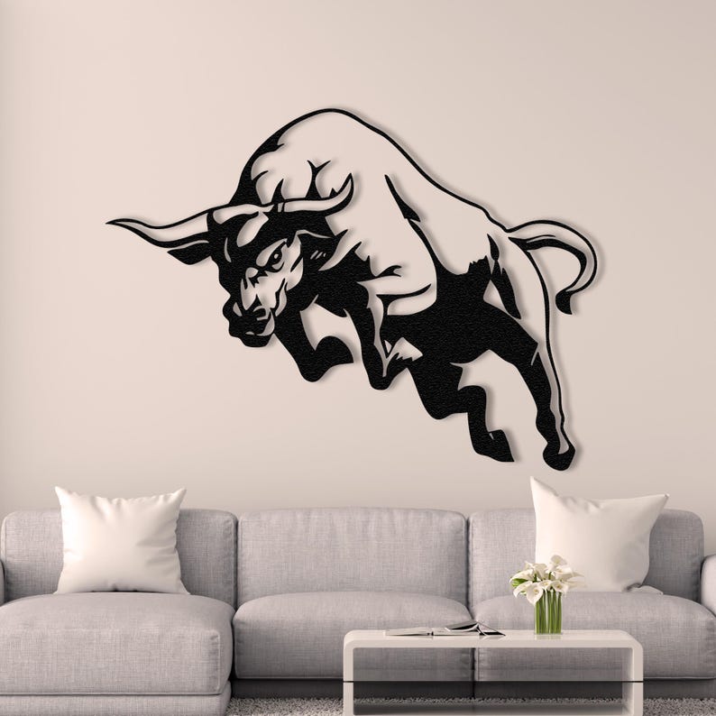 Angry Bull Decor Bull Decor Metal Wall Art Animal Art Gym Decor Game ...