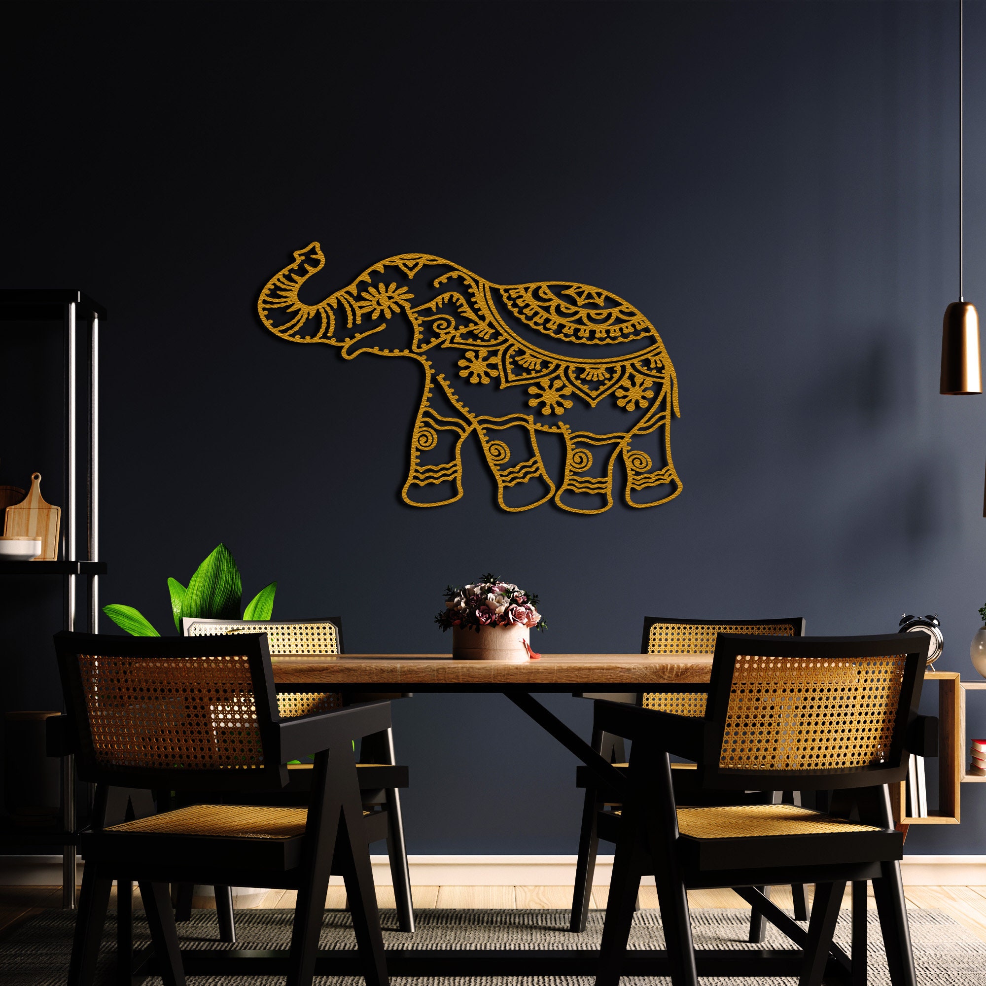 Elephant Gifts Metal Wall Art Wall Hangins Mandala Decor Elephant Tribe ...