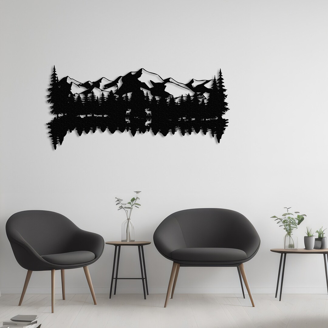 Mountain and Forest Metal Wall Art Hill Metal Decor Metal Home ...
