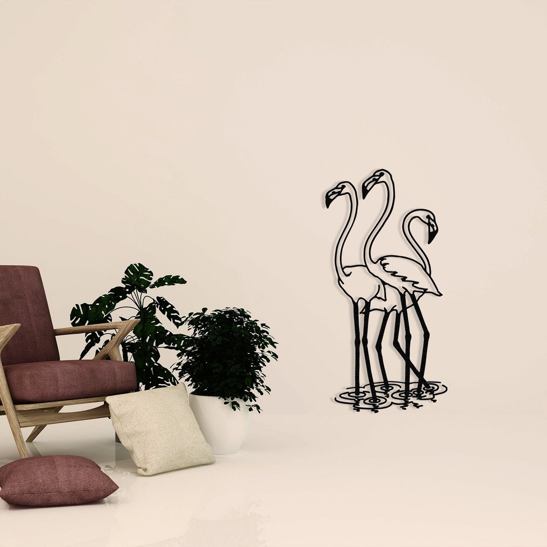 Flamingo Metal Wall Art Animal Art Aesthetic Decor Wall Hanging