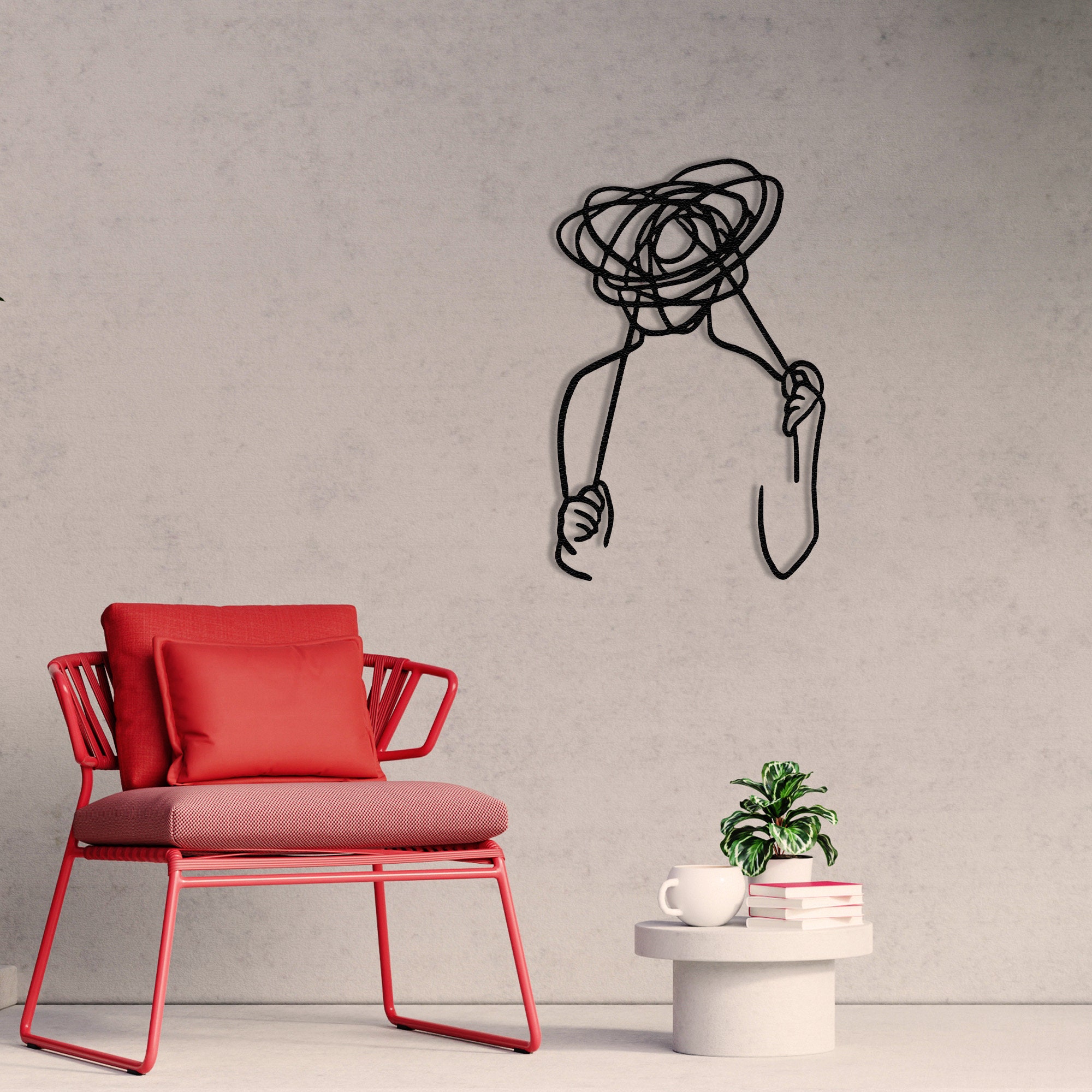Confused Man Wall Art Overthinking Man Metal Wall Decor Abstract Man ...