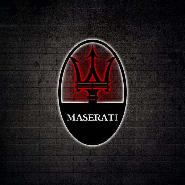 Maserati Metal Wall Art Led Sign Lighted Car Logo Wall Decor Garage Led Sign Metal Wall Art Car Guy Gift Man Cave Decor Car Lovers Gift Led