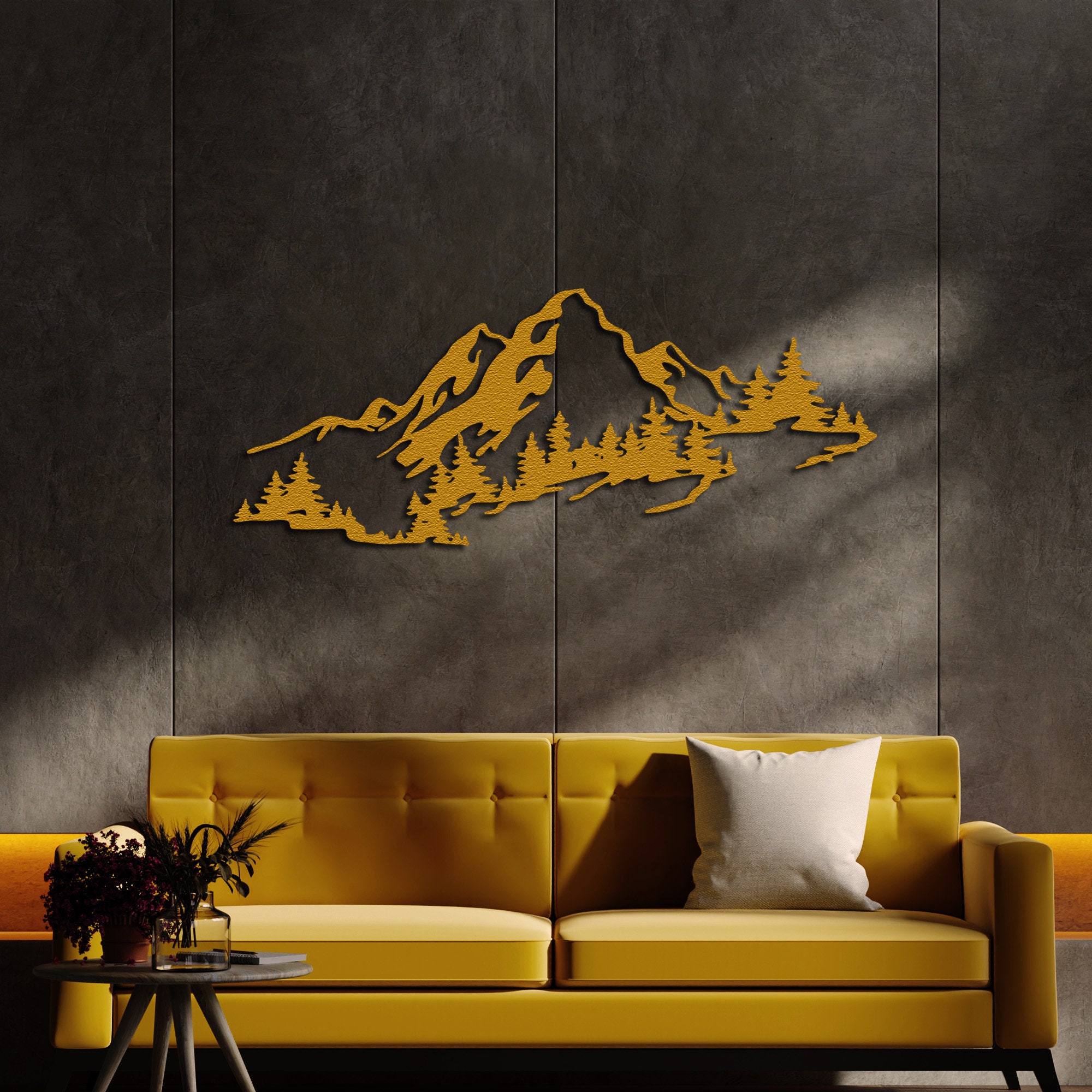 Mountain and Forest Metal Wall Decor Hill and Trees Metal Wall Art ...