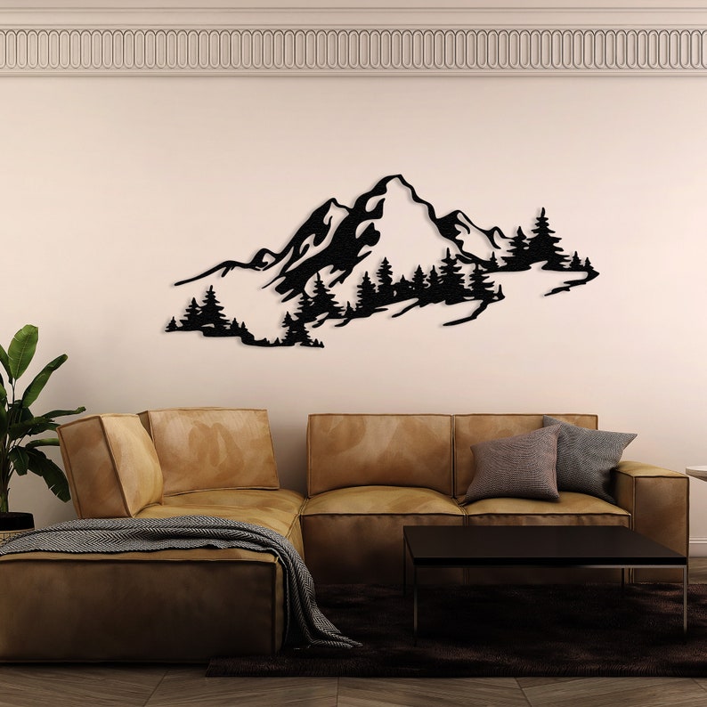 Mountain and Forest Metal Wall Decor Hill and Trees Metal Wall Art ...