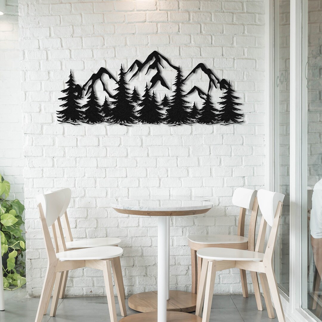 Mountain and Forest Metal Wall Art Hill Home Decoration Metal Decor ...