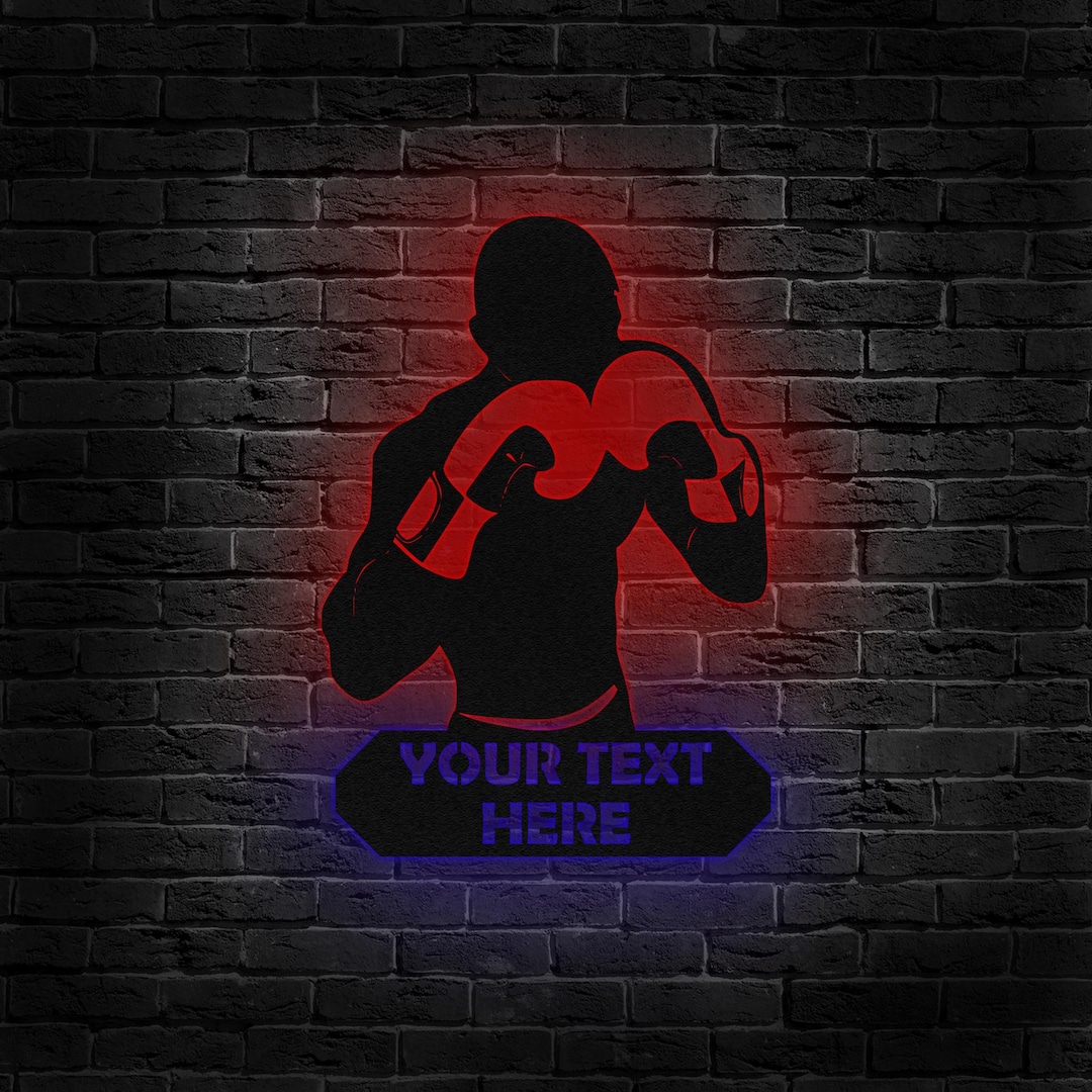 Led Sign Led Metal Wall Art Boxing Gift LED Signs Gym Gifts Man Cave ...