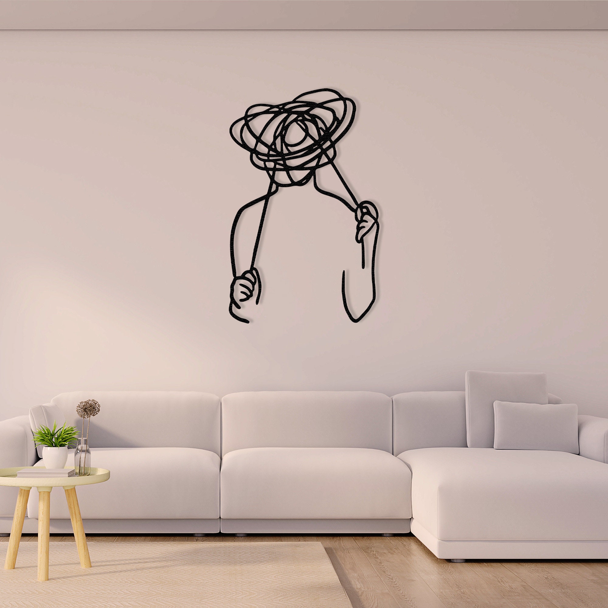 Confused Man Wall Art Overthinking Man Metal Wall Decor Abstract Man ...