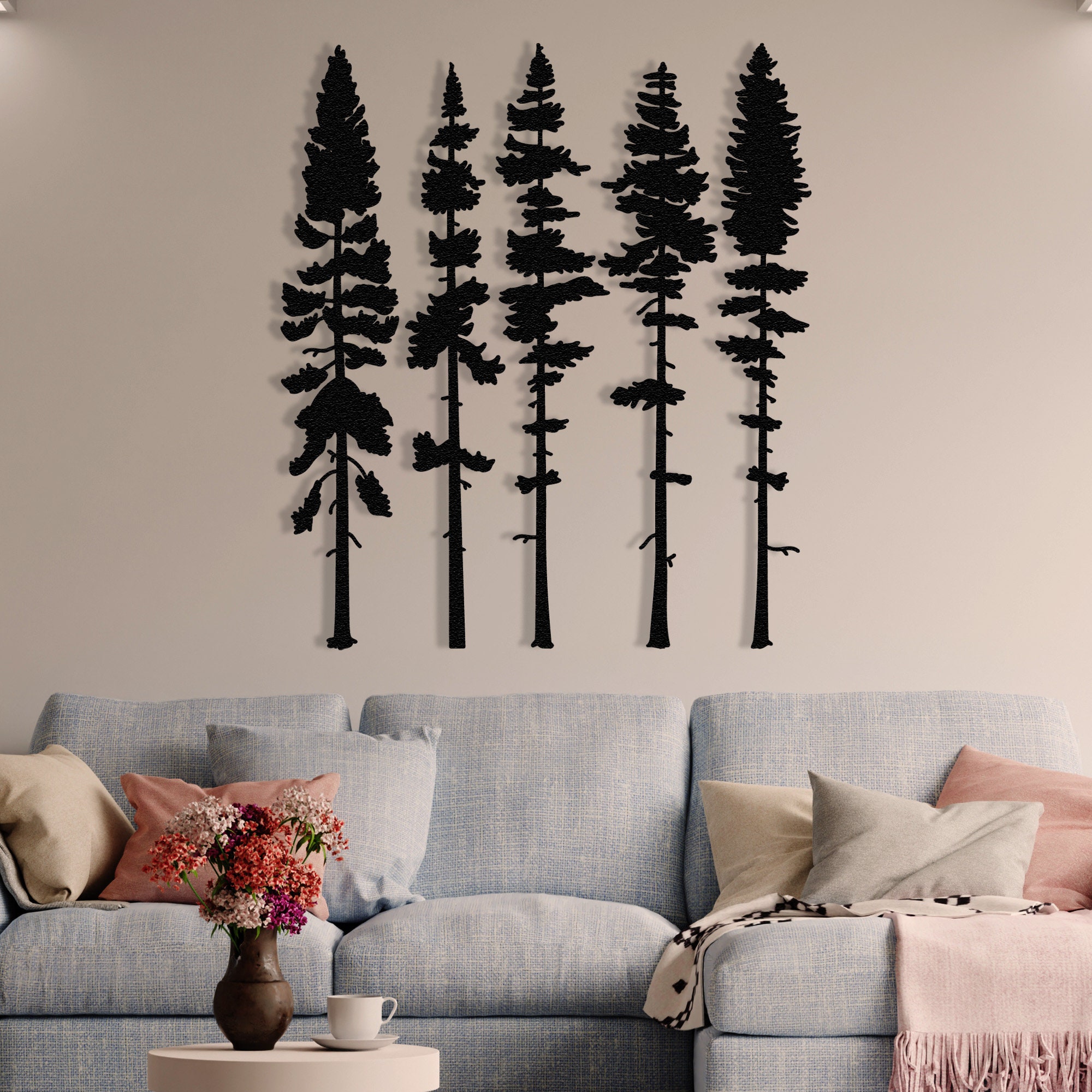Pine Tree Metal Wall Art Tree Decor Wall Hanging Forest Wall Art Trees ...