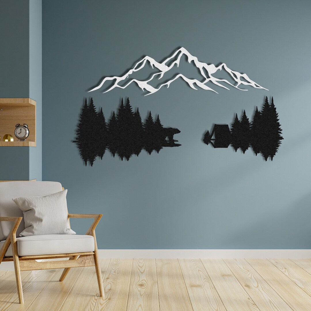 Mountain and Forest Metal Wall Decor Hill and Trees Metal Art Etsy