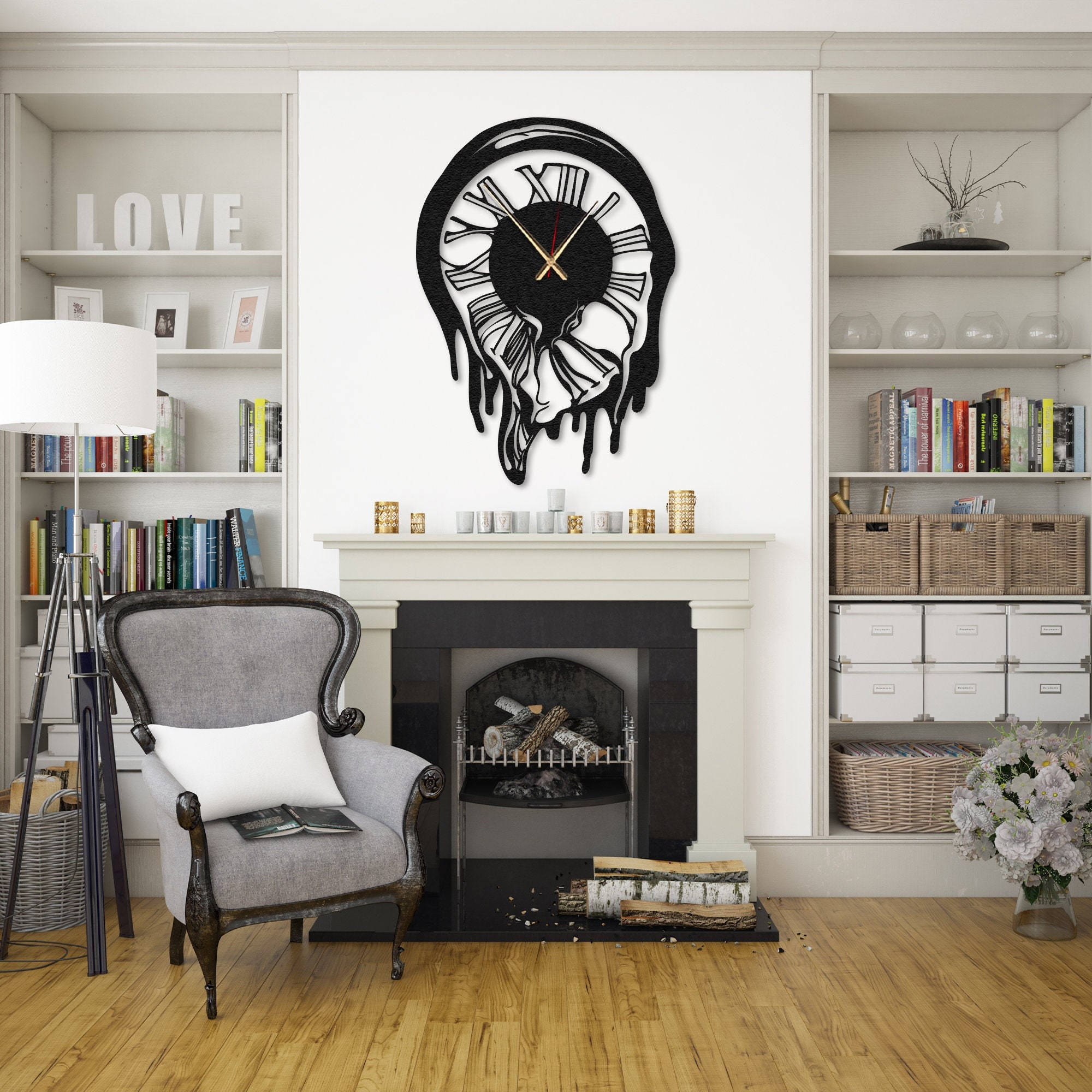Oversize Modern Metal Wall Clock, Melting Picasso Silent Clock - Etsy