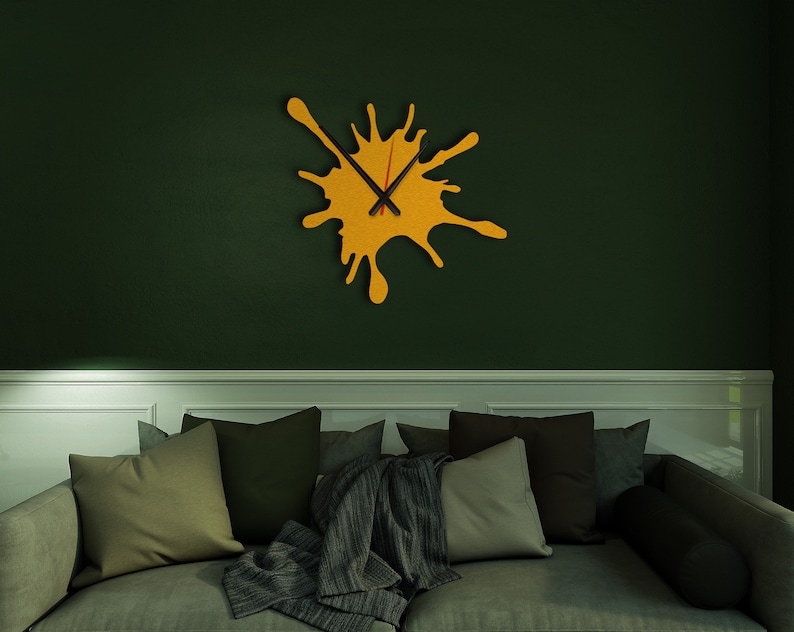 Splash Art Metal Wall Clock: Silent Mechanism Clock Modern Steel Decor, Housewarming Gift image 10