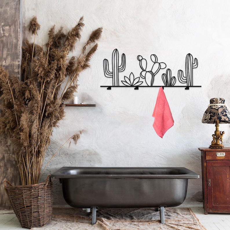 Coat Rack Hat Rack Rare Cactus Art Metal Wall Decor Clothes Rack Wall Hook Towel Hook Coat Hook Home Decor Wall Art Christmas Gifts Diy Gift image 1