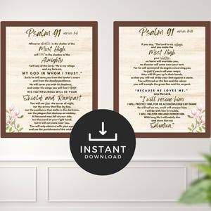 Psalm 91 Wall Art, Bible Verse Print, Scripture Wall Art, Printable Psalm 91, Christian Gift, Christian Wall Decor, Christian Home Decor